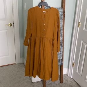 Son de Flor mustard yellow 100% linen dress S
